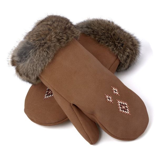 Manitobah- Fur trim mitt- oak